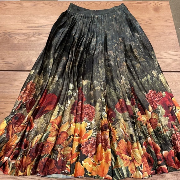Anthropologie Geisha Designs Forest Pleated Midi Skirt Size XS - Picture 3 of 7
